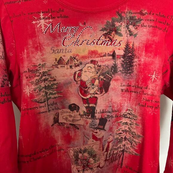 vintage Y2K 2000s retro Christmas holiday graphic print top shirt - Picture 2 of 5